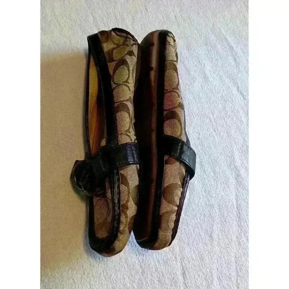 Coach Brown Leather Loafer Shoes Size 6.5 Avril Signature Logo Driving Monogram - Picture 5 of 9